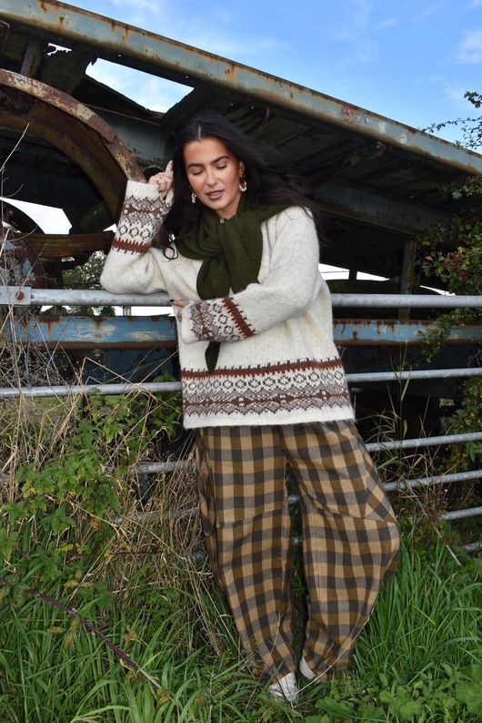 Nora Knit Shawl Khaki
